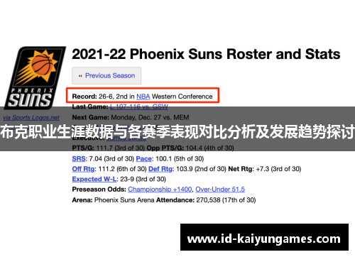 布克职业生涯数据与各赛季表现对比分析及发展趋势探讨